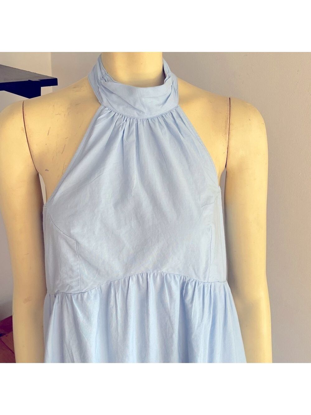 Maeve by Anthropologie Women’s Tiered Halter Midi Dress Light Blue Sleeveless 8 - Picture 8 of 13